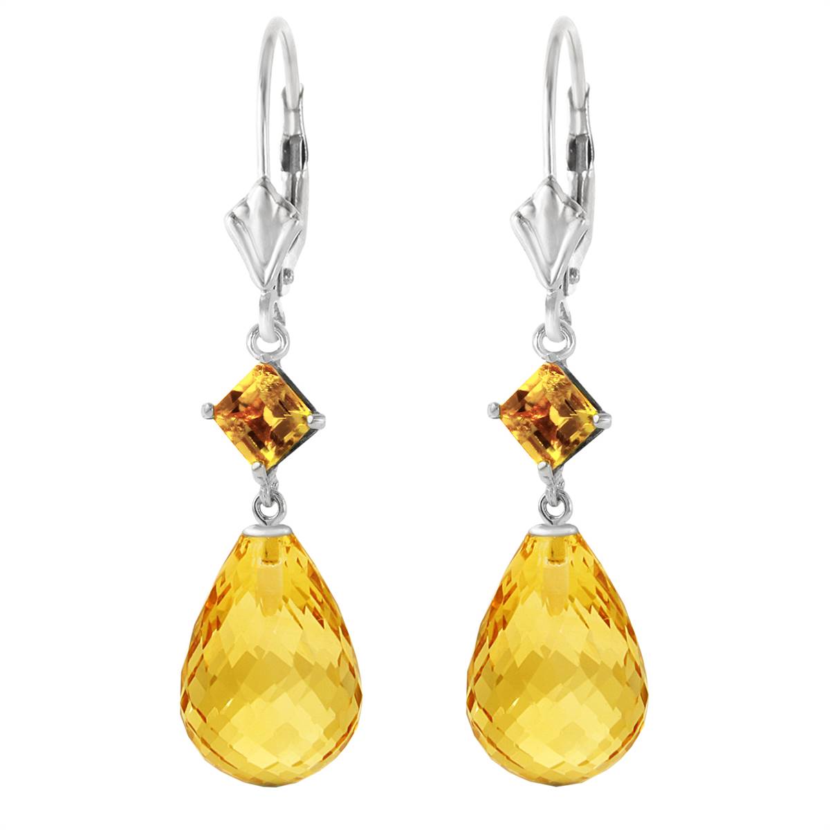 11 Carat 14K Solid White Gold Magnolia Bloom Citrine Earrings