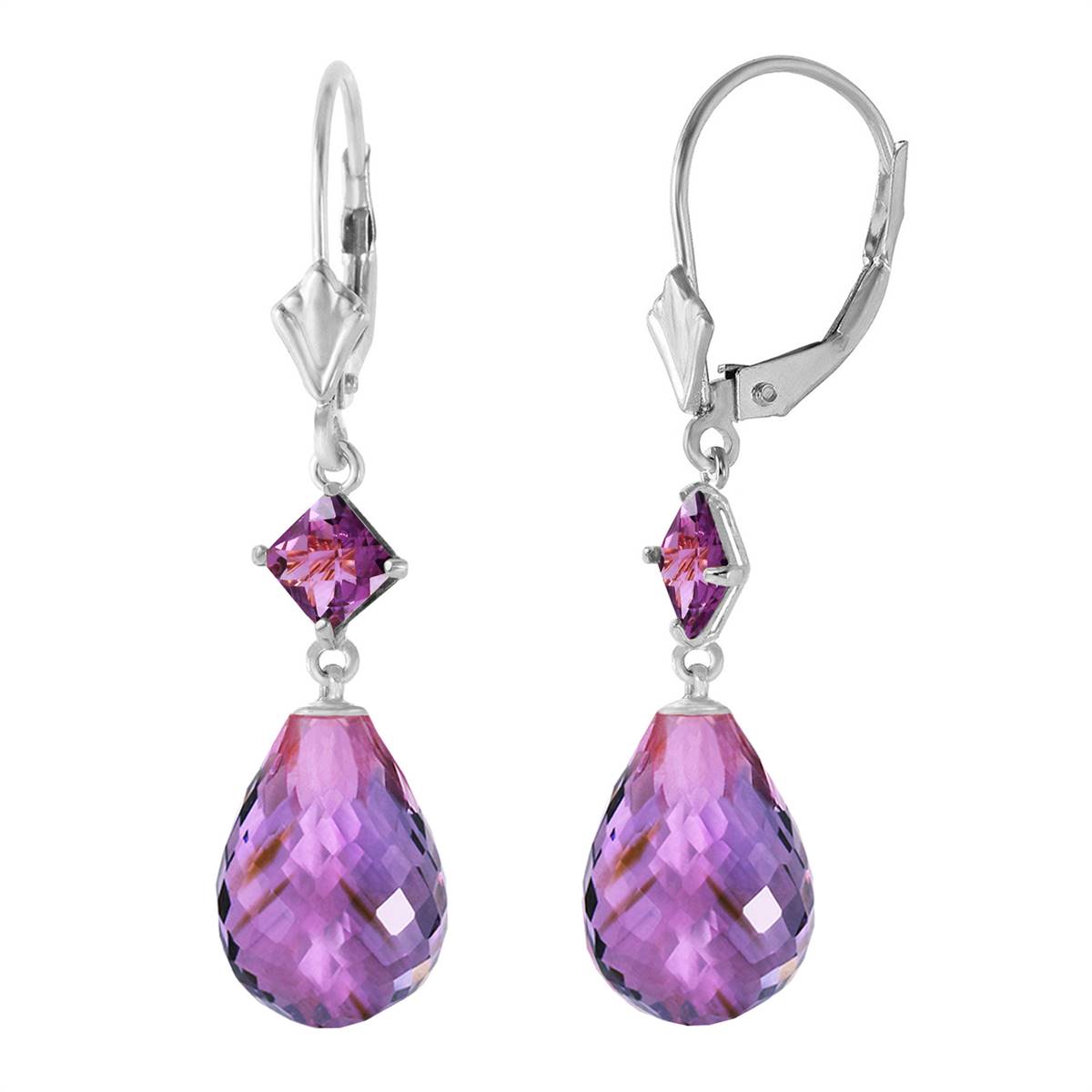 11 Carat 14K Solid White Gold Innovations Amethyst Diamond Earrings