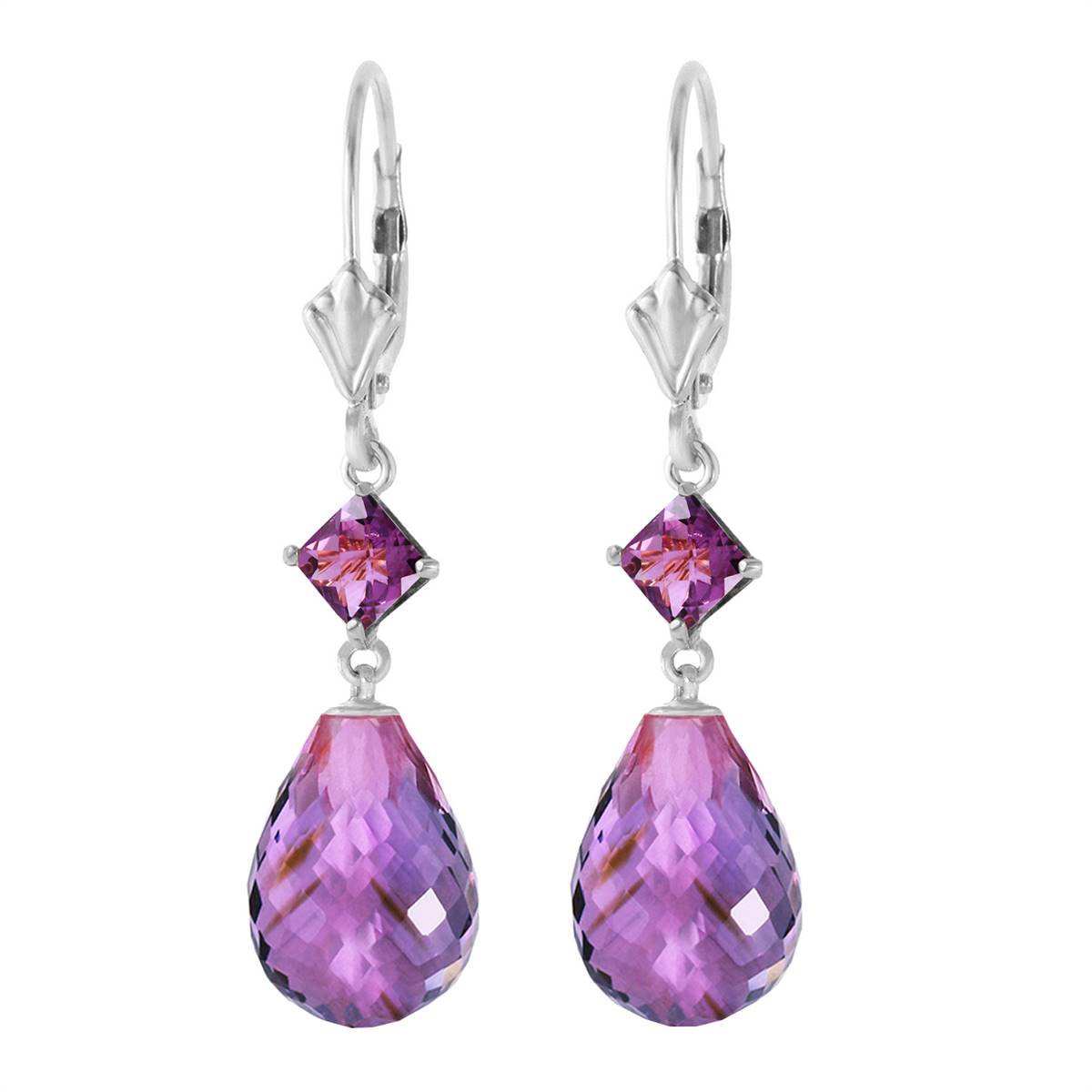 11 Carat 14K Solid White Gold Innovations Amethyst Diamond Earrings