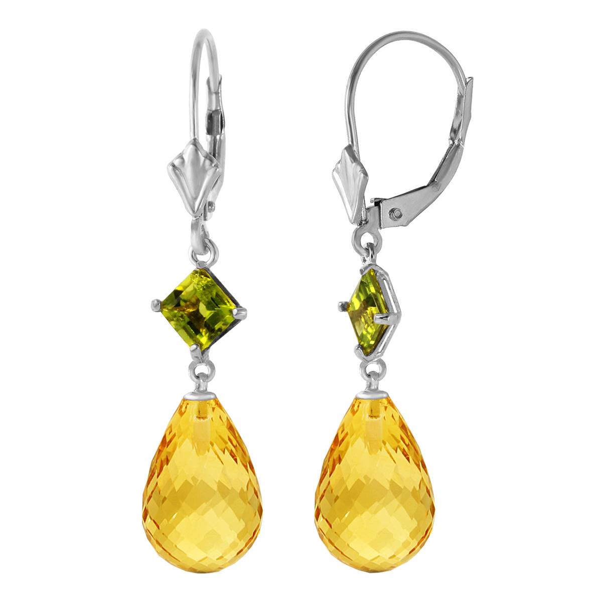 11 Carat 14K Solid White Gold Lasting Values Peridot Citrine Earrings