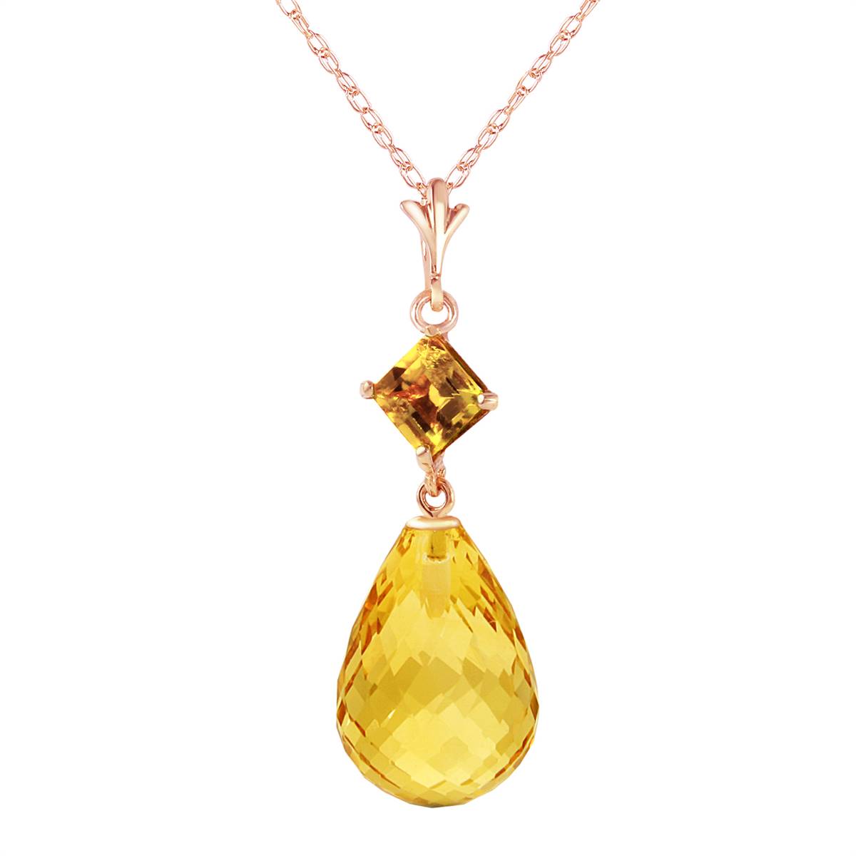 14K Solid Rose Gold Citrine Necklace Genuine Limited Edition