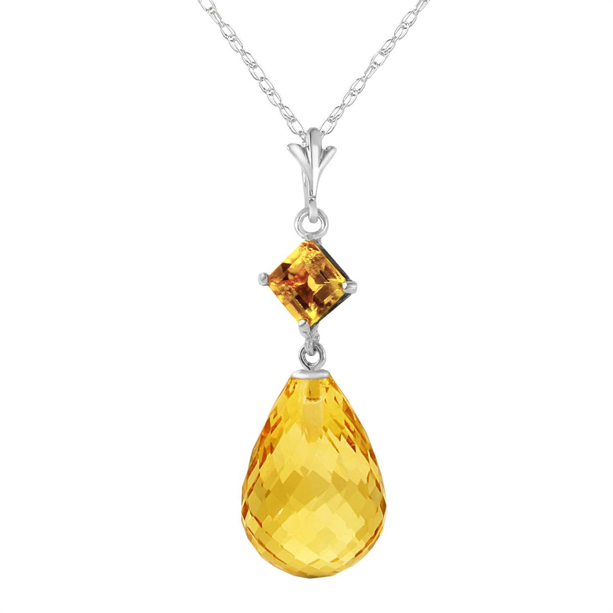 5.5 Carat 14K Solid White Gold Calm After Storm Citrine Necklace