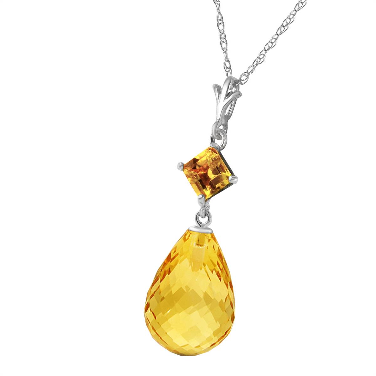 5.5 Carat 14K Solid White Gold Calm After Storm Citrine Necklace