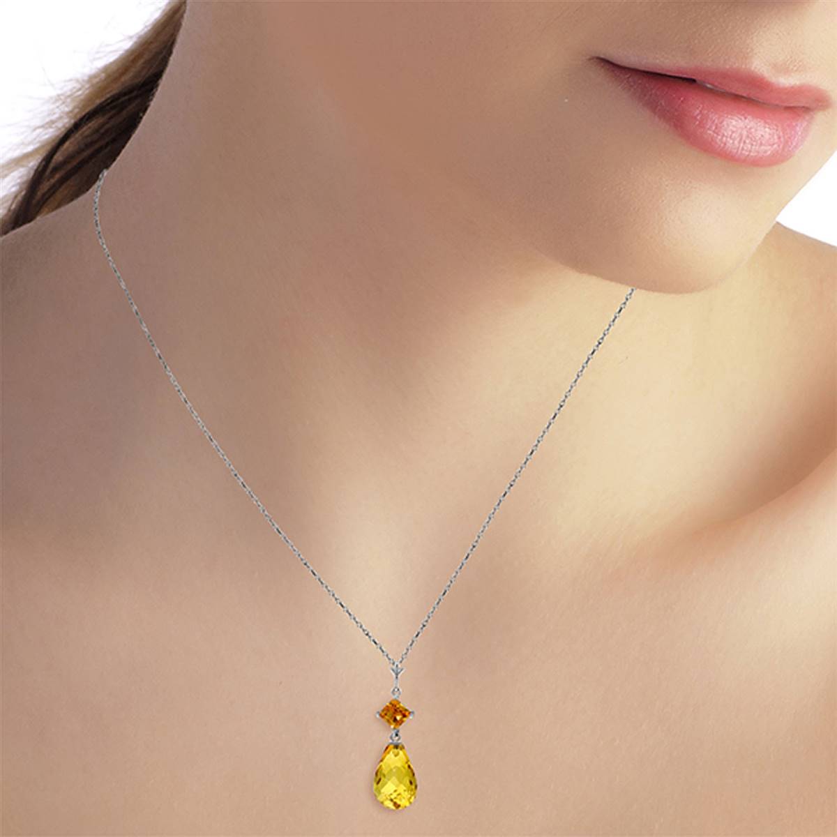 5.5 Carat 14K Solid White Gold Calm After Storm Citrine Necklace