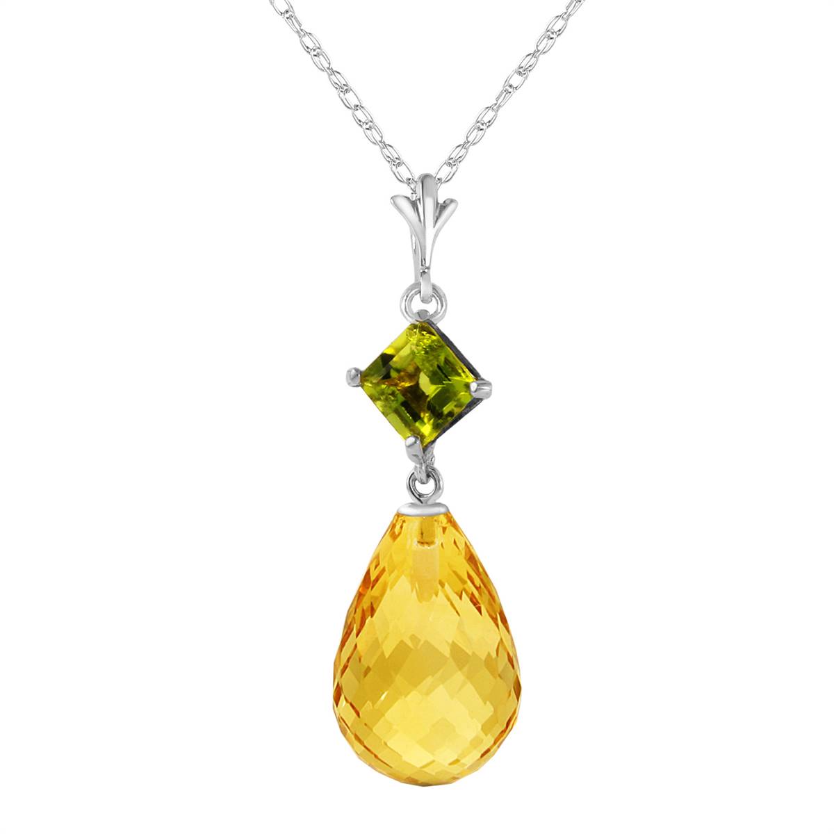 5.5 Carat 14K Solid White Gold Further Reaches Peridot Citrine Necklace