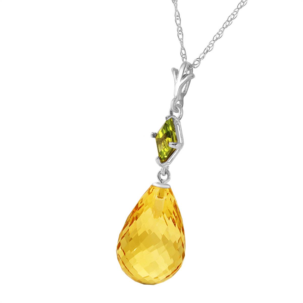 5.5 Carat 14K Solid White Gold Further Reaches Peridot Citrine Necklace