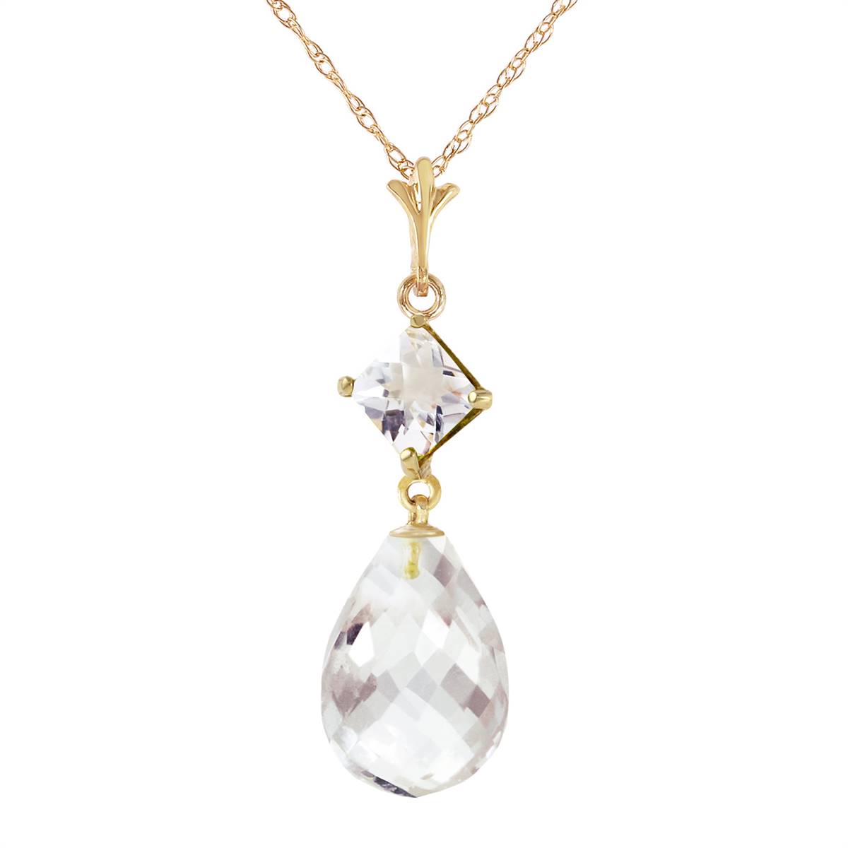 5.5 Carat 14K Solid Yellow Gold Delight In November White Topaz Necklace