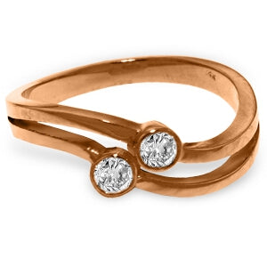 14K Solid Rose Gold Ring w/ 0.20 Carat Natural Diamonds