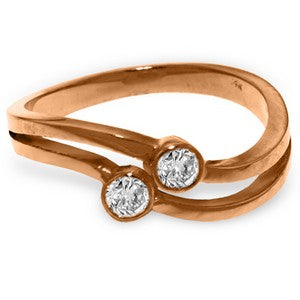 14K Solid Rose Gold Ring w/ 0.20 Carat Natural Diamonds