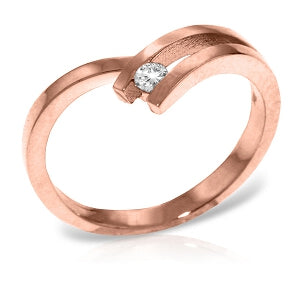 14K Solid Rose Gold Ring Natural Diamond Class