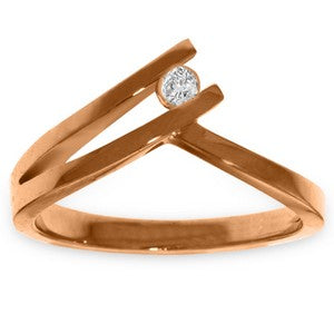 14K Solid Rose Gold Ring Natural Diamond Class