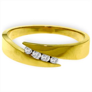 0.12 Carat 14K Solid Yellow Gold Ring Natural Channel Set Diamond