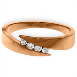 14K Solid Rose Gold Ring Natural Channel Set Diamond