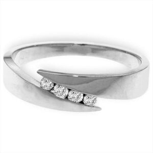 0.12 Carat 14K Solid White Gold Ring Natural Channel Set Diamond