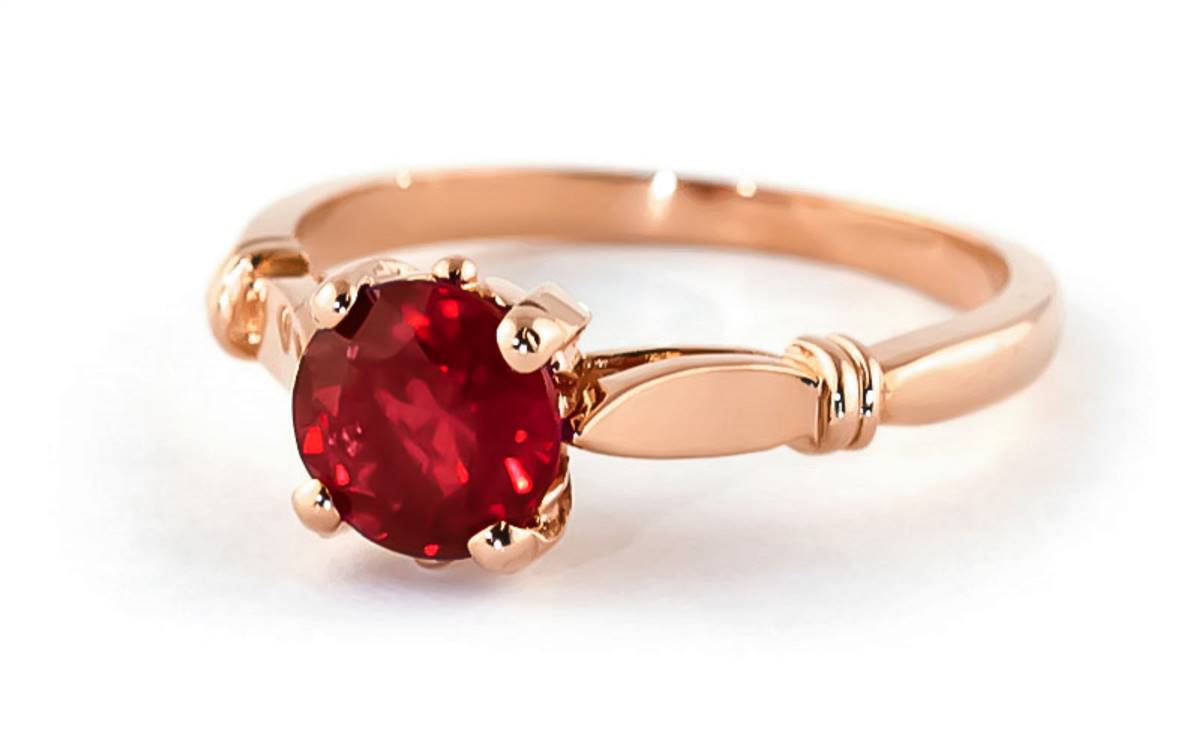 14K Solid Rose Gold Solitaire Ring Natural Ruby Series