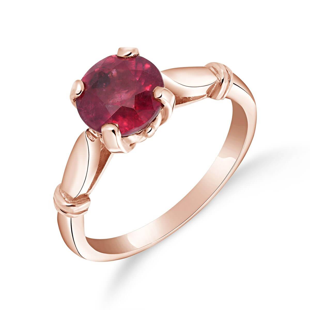 14K Solid Rose Gold Solitaire Ring Natural Ruby Series