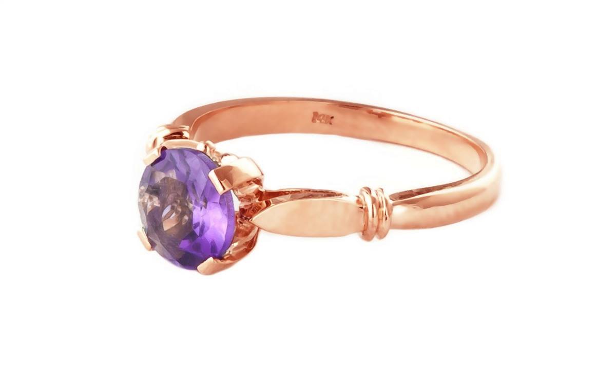 1.15 Carat 14K Solid Rose Gold Solitaire Ring Purple Amethyst