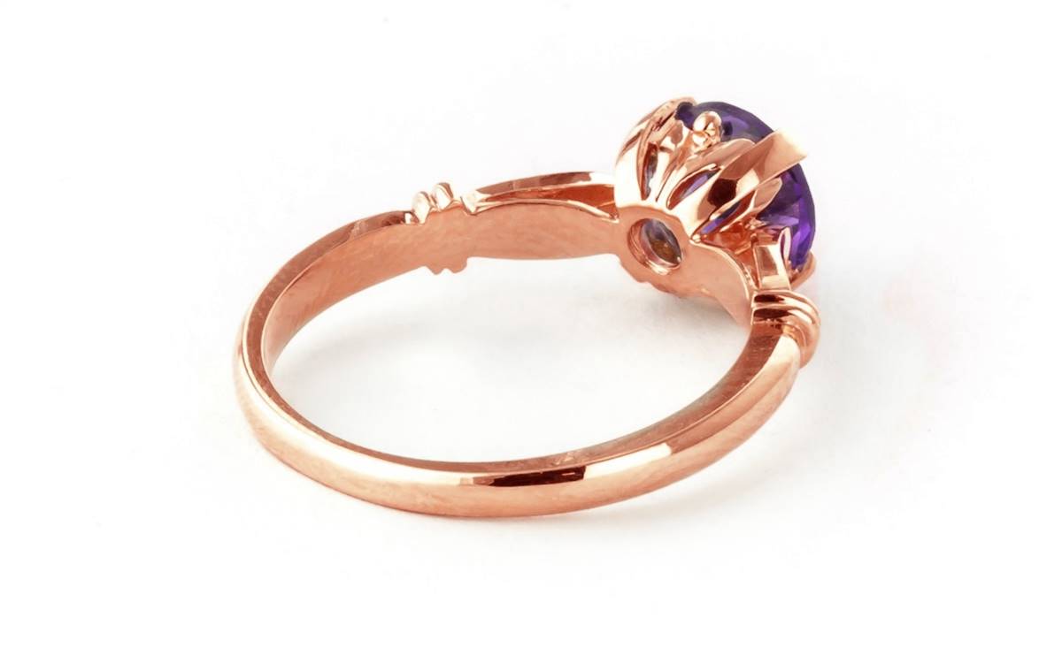 1.15 Carat 14K Solid Rose Gold Solitaire Ring Purple Amethyst