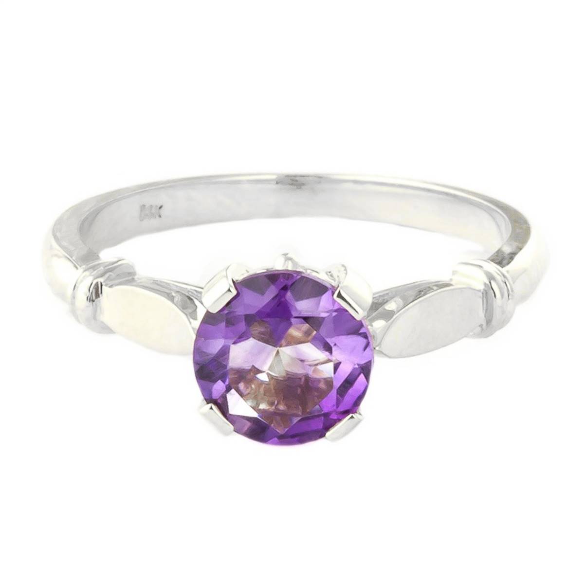 1.15 Carat 14K Solid White Gold Solitaire Ring Purple Amethyst