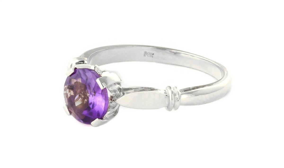 1.15 Carat 14K Solid White Gold Solitaire Ring Purple Amethyst