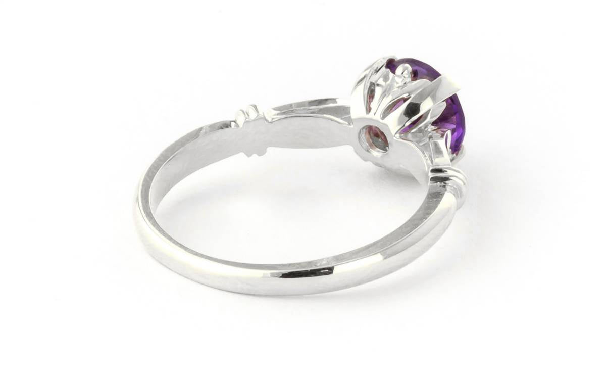 1.15 Carat 14K Solid White Gold Solitaire Ring Purple Amethyst