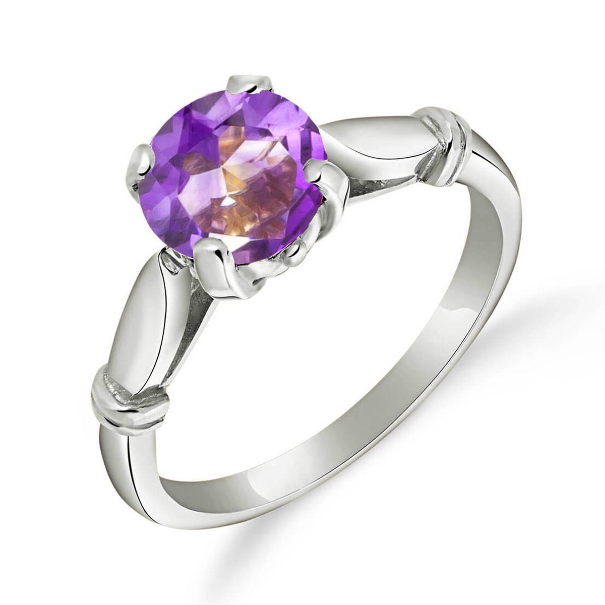 1.15 Carat 14K Solid White Gold Solitaire Ring Purple Amethyst