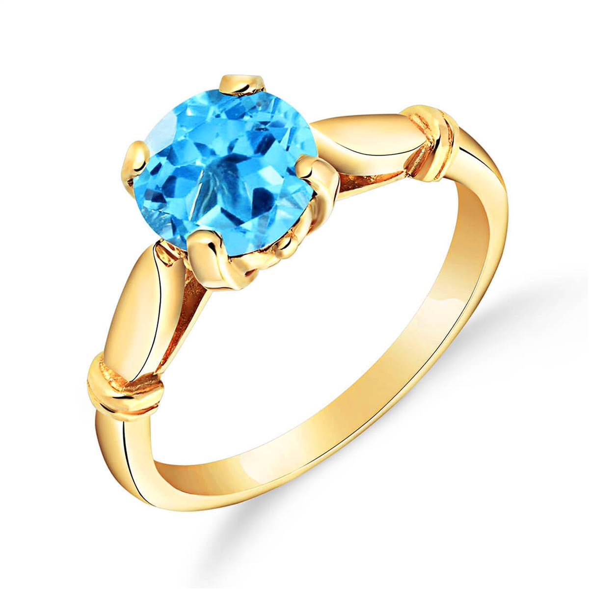 1.15 Carat 14K Solid Yellow Gold Solitaire Ring Blue Topaz