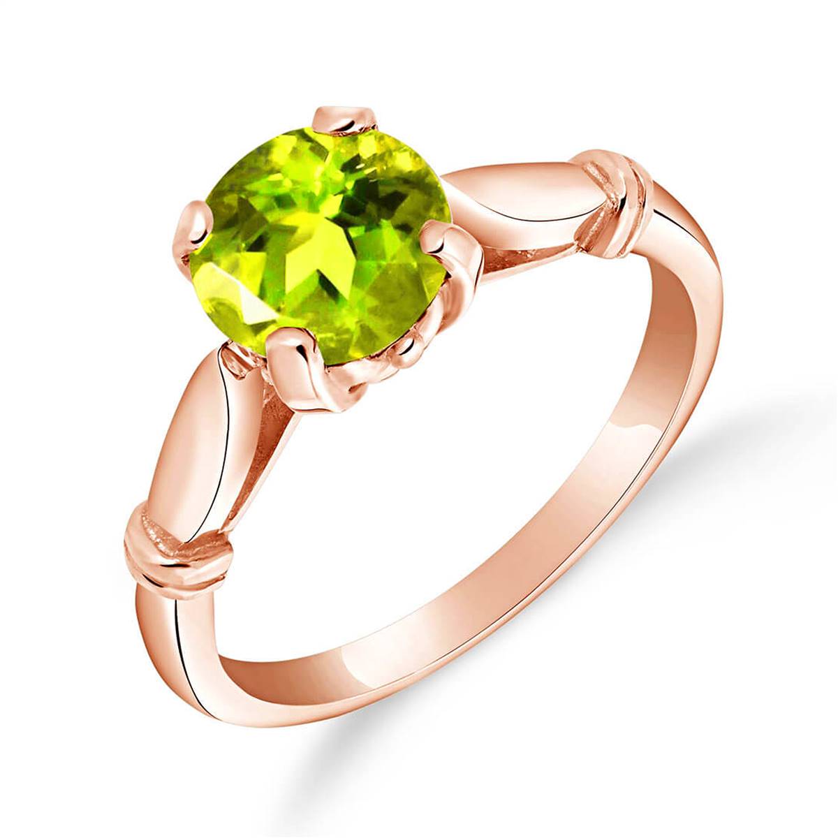 14K Solid Rose Gold Solitaire Ring Natural Peridot Jewelry