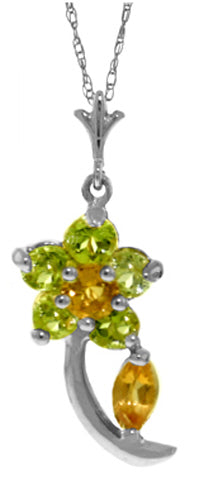 0.87 Carat 14K Solid Yellow Gold Flora Citrine Peridot Necklace