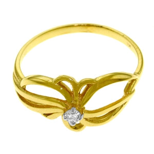 0.05 Carat 14K Solid Yellow Gold Enamored Diamond Ring