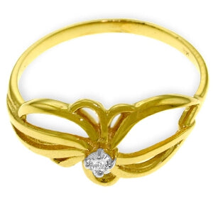 0.05 Carat 14K Solid Yellow Gold Enamored Diamond Ring