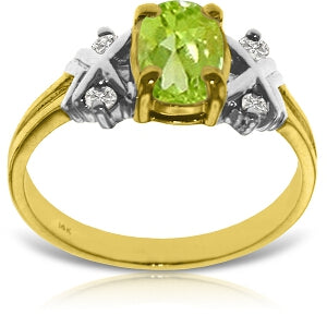 0.97 Carat 14K Solid Yellow Gold Stirring Feelings Peridot Diamond Ring