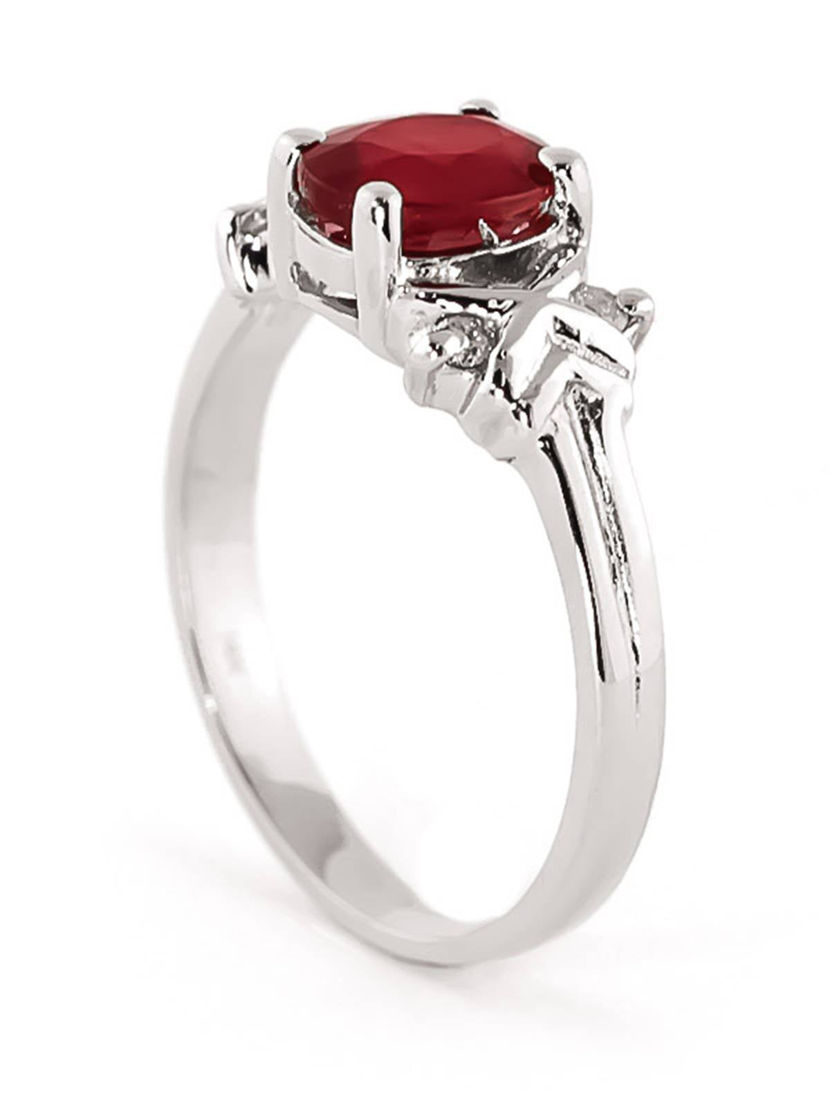 1.47 Carat 14K Solid White Gold Ring Diamond Ruby