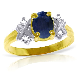 1.47 Carat 14K Solid Yellow Gold Love Lessons Sapphire Diamond Ring