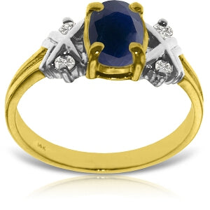 1.47 Carat 14K Solid Yellow Gold Love Lessons Sapphire Diamond Ring