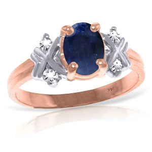 1.47 Carat 14K Solid Rose Gold Xo Sapphire Diamond Ring