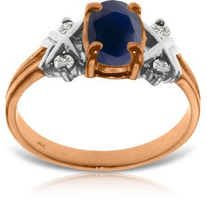 1.47 Carat 14K Solid Rose Gold Xo Sapphire Diamond Ring