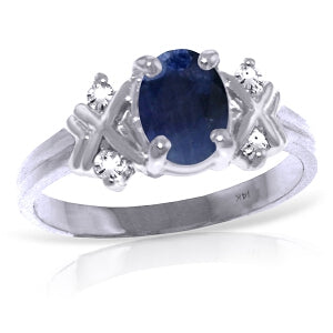 1.47 Carat 14K Solid White Gold Libre Sapphire Diamond Ring