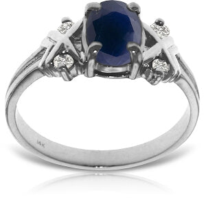 1.47 Carat 14K Solid White Gold Libre Sapphire Diamond Ring