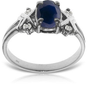 1.47 Carat 14K Solid White Gold Libre Sapphire Diamond Ring