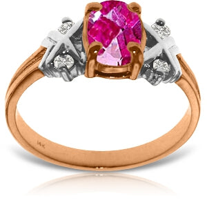 0.97 Carat 14K Solid Rose Gold Xo Pink Topaz Diamond Ring