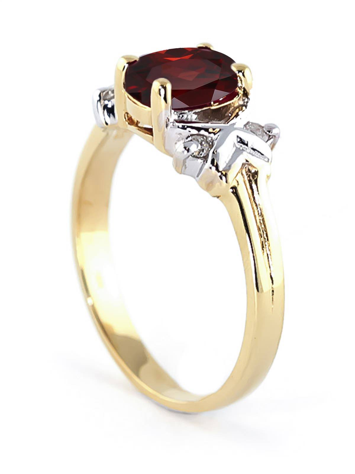 0.97 Carat 14K Solid Yellow Gold Let's Talk Garnet Diamond Ring