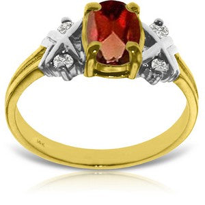 0.97 Carat 14K Solid Yellow Gold Let's Talk Garnet Diamond Ring