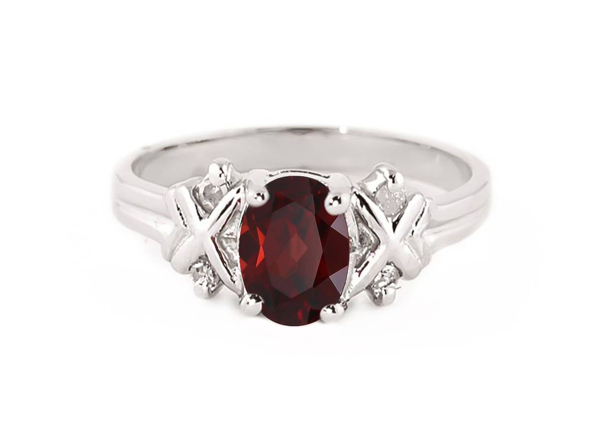 0.97 Carat 14K Solid White Gold Hello You Garnet Diamond Ring