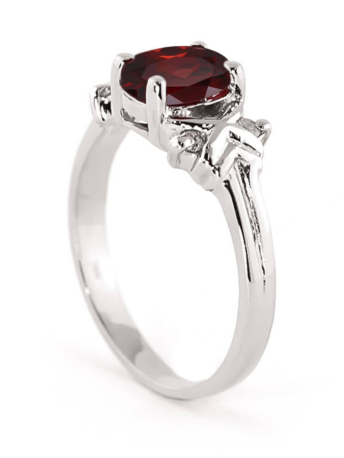 0.97 Carat 14K Solid White Gold Hello You Garnet Diamond Ring