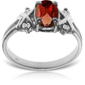 0.97 Carat 14K Solid White Gold Hello You Garnet Diamond Ring