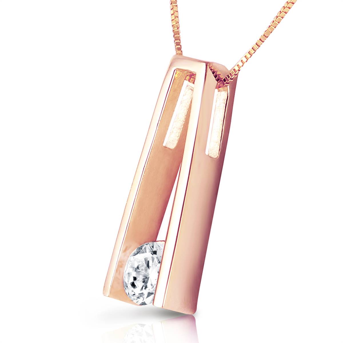 14K Solid Rose Gold Necklace w/ Natural 0.25 Carat Diamond