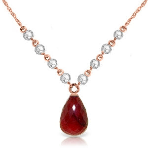 15.6 Carat 14K Solid Rose Gold Eternal Passion Ruby Diamond Necklace