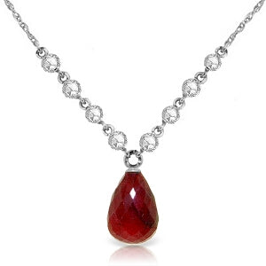 15.6 Carat 14K Solid White Gold Today Onward Ruby Diamond Necklace