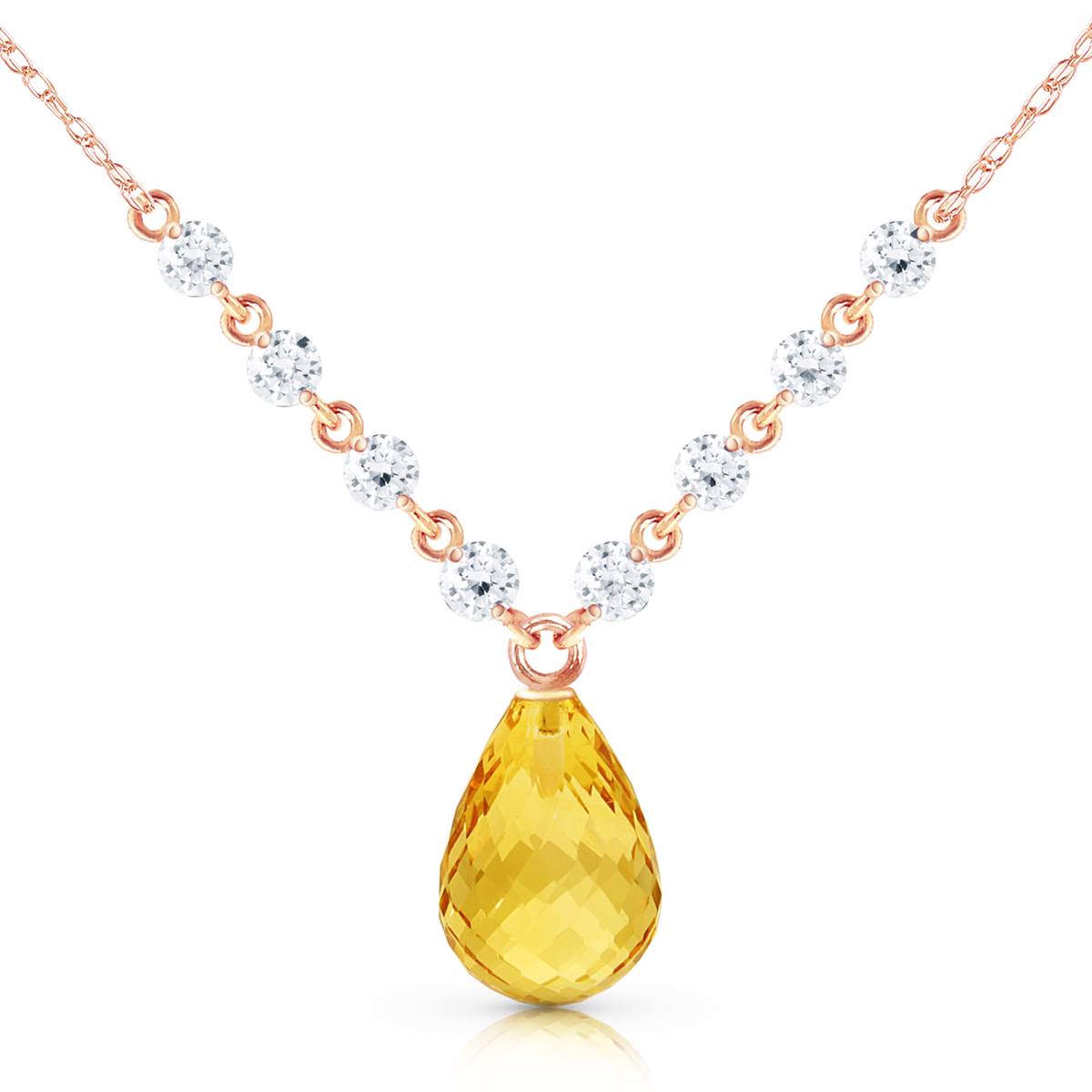 11.3 Carat 14K Solid Rose Gold Dispense Confidence Citrine Diamond Necklace